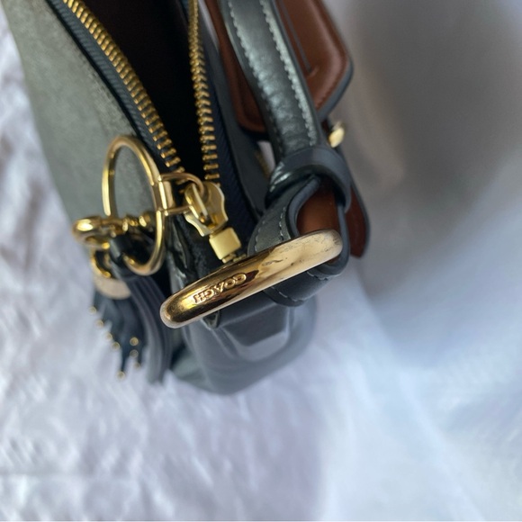 Coach Sutton Hobo Leather Bag Charcoal/Navy/Gold - Picture 11 of 14